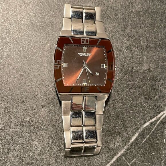 Men's Kenneth Cole Cole Watch Silver with Brown Dial - New Battery - Picture 2 of 5